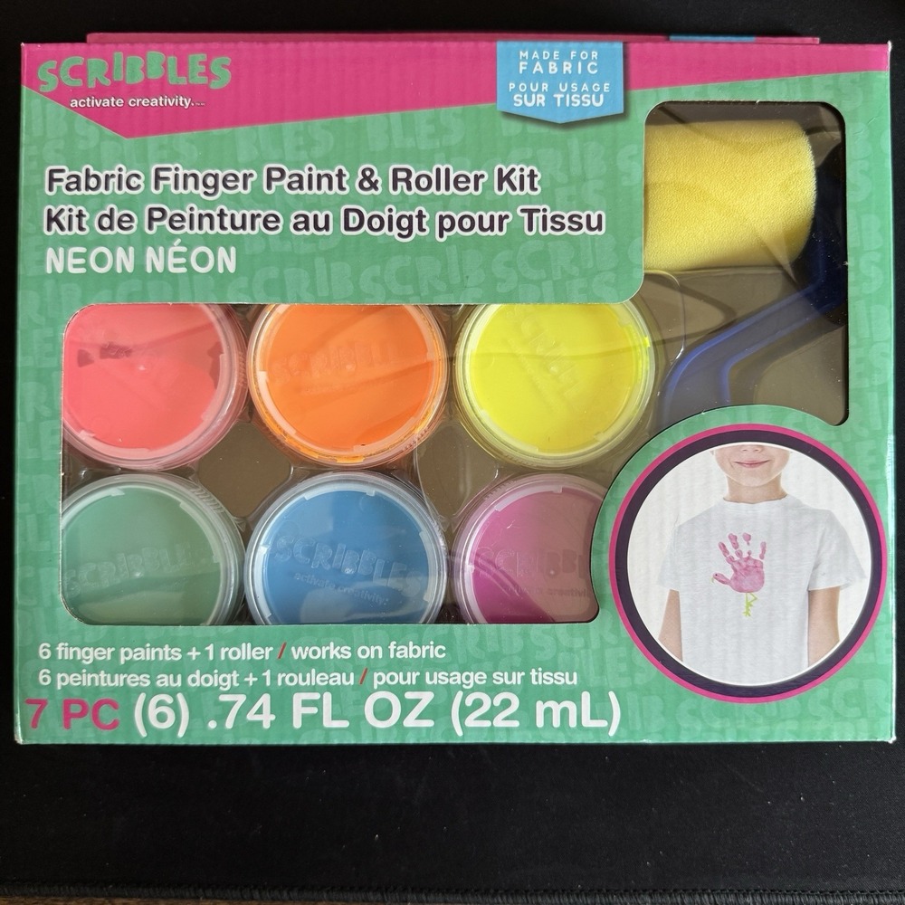 Roller Kit,‎ Kid Safe, Fabric Finger Paint ROLLER Set 7 Pc .74fl oz Each - NEON